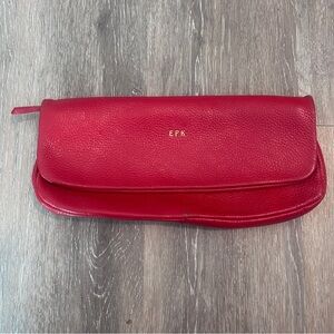 Margolin Vintage Red Leather Flap Front Clutch